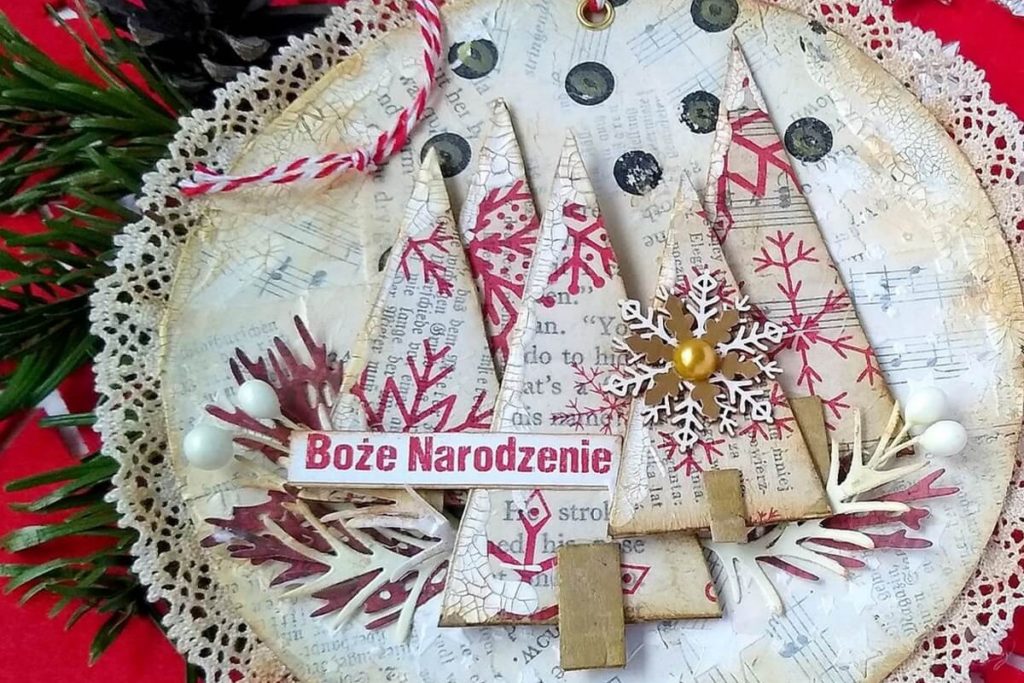 kartka z choinkami decu