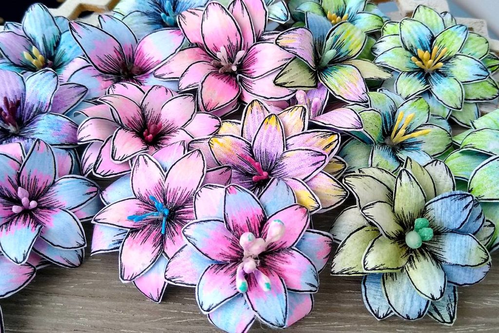 kwiatki digitalki kolorowe handmade